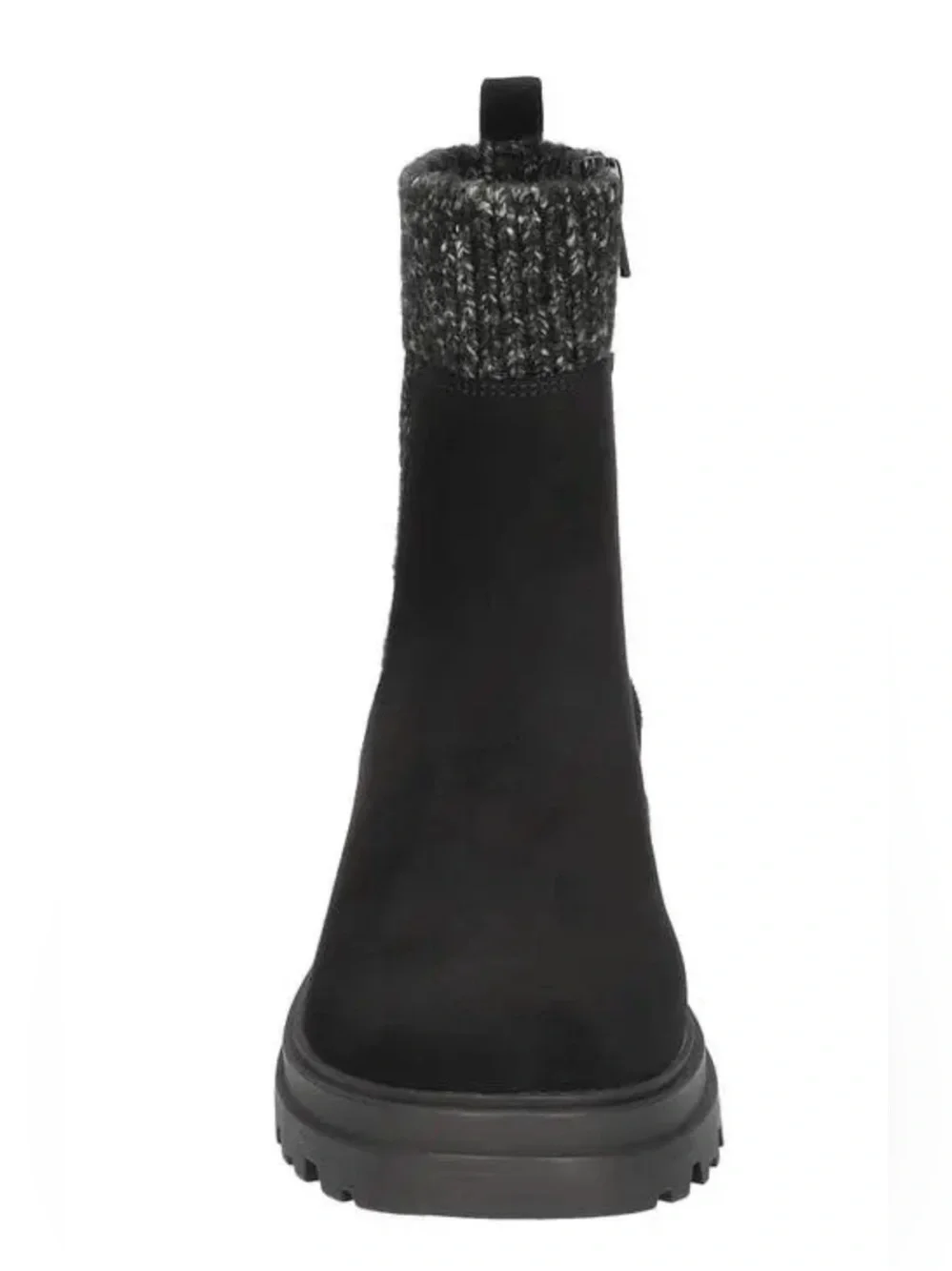 Bella Vita Black Ankle Boot with Charcoal Knit Cuff Size 6